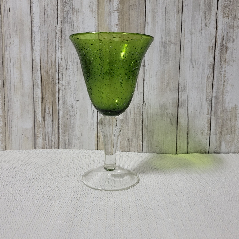 Artland Iris Green Emerald Water Goblet 8 1/4"